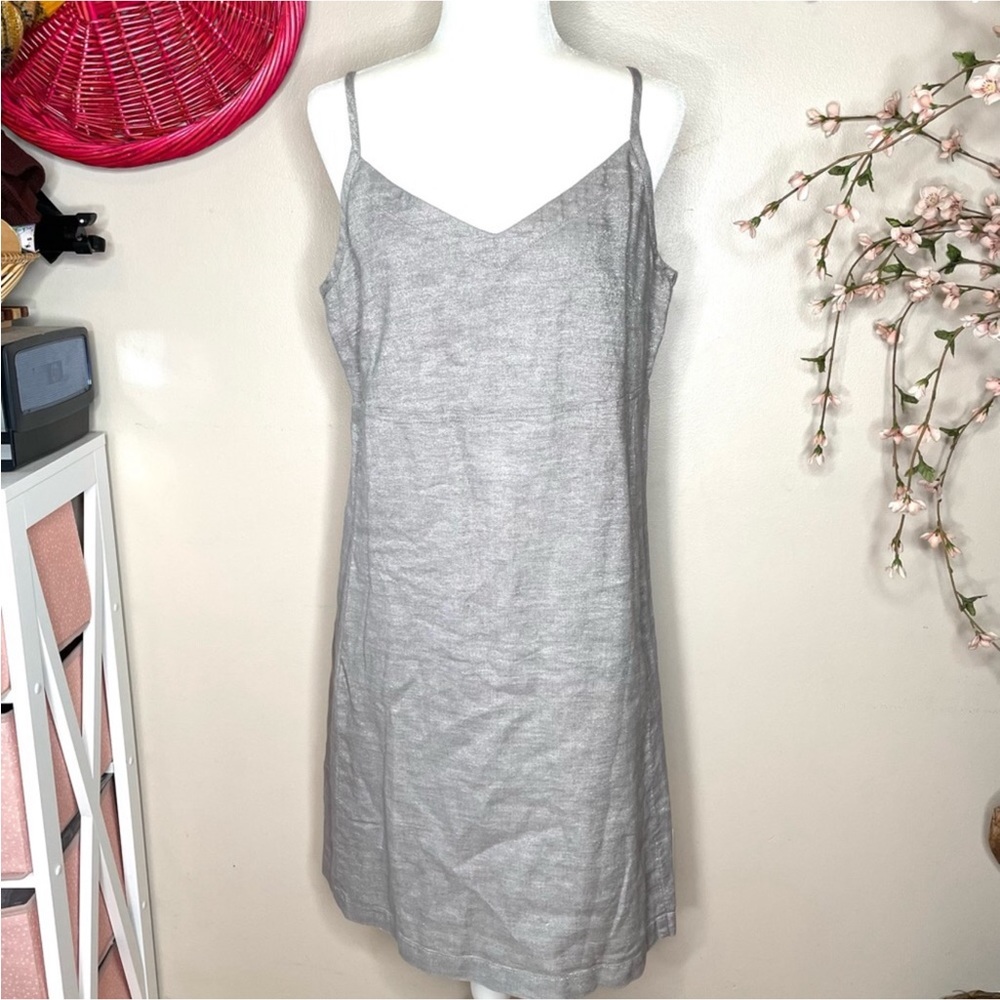 Eileen Fisher silver shimmer shift dress